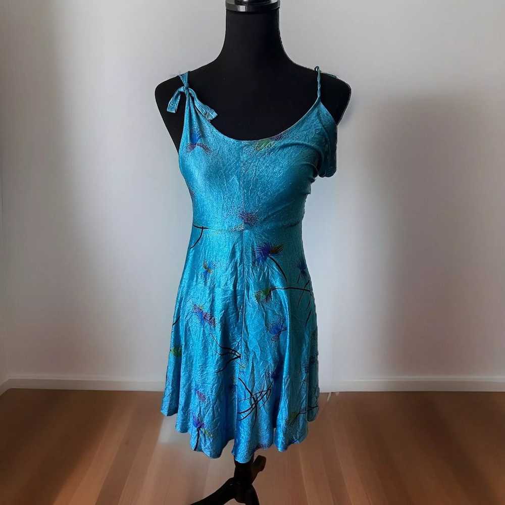 VTG Jody T Of California '70s Blue Floral Fairy M… - image 1