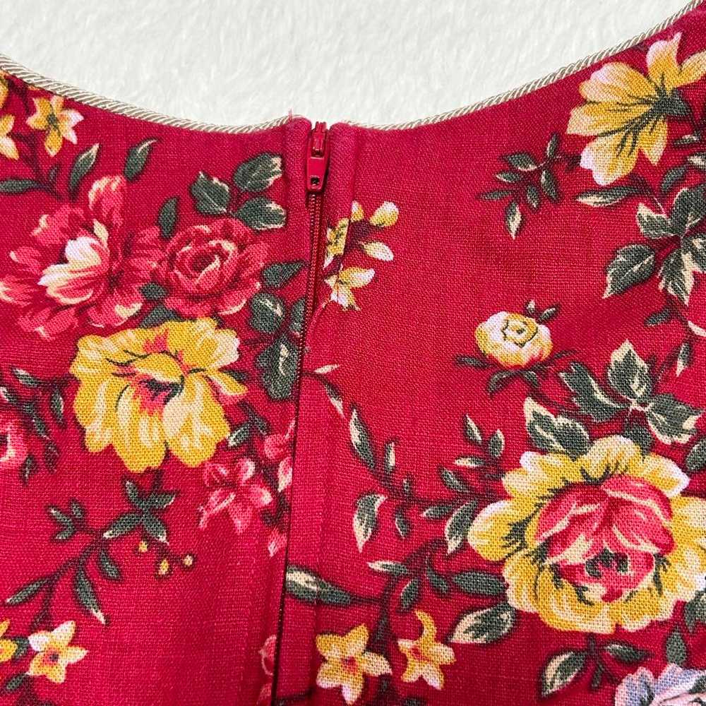 Coldwater Creek dress Vintage Red Floral Linen - image 10