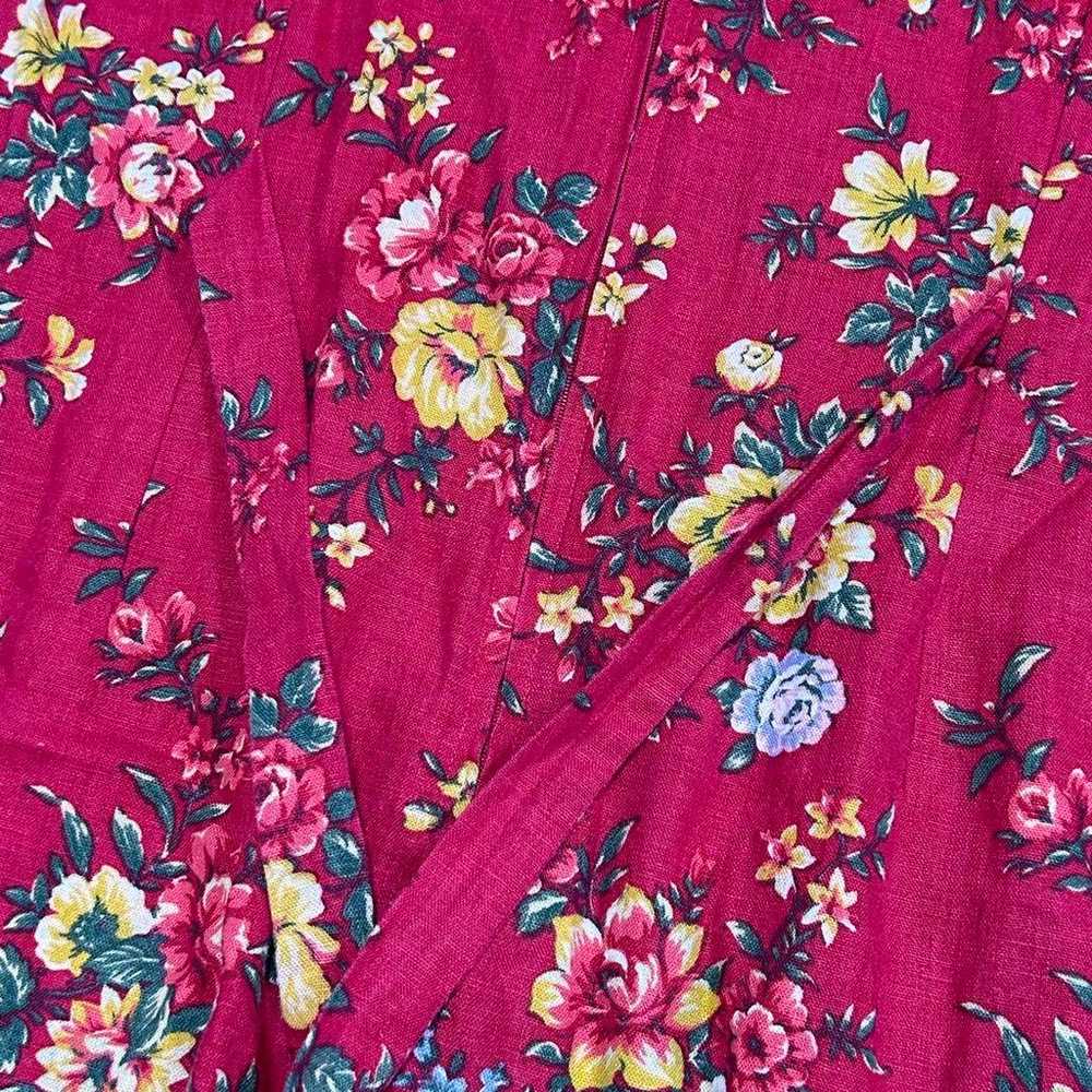 Coldwater Creek dress Vintage Red Floral Linen - image 11