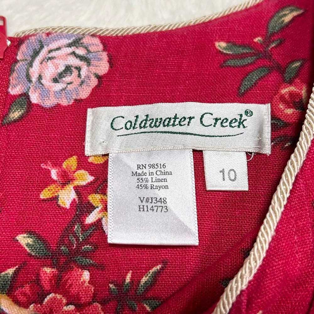 Coldwater Creek dress Vintage Red Floral Linen - image 2