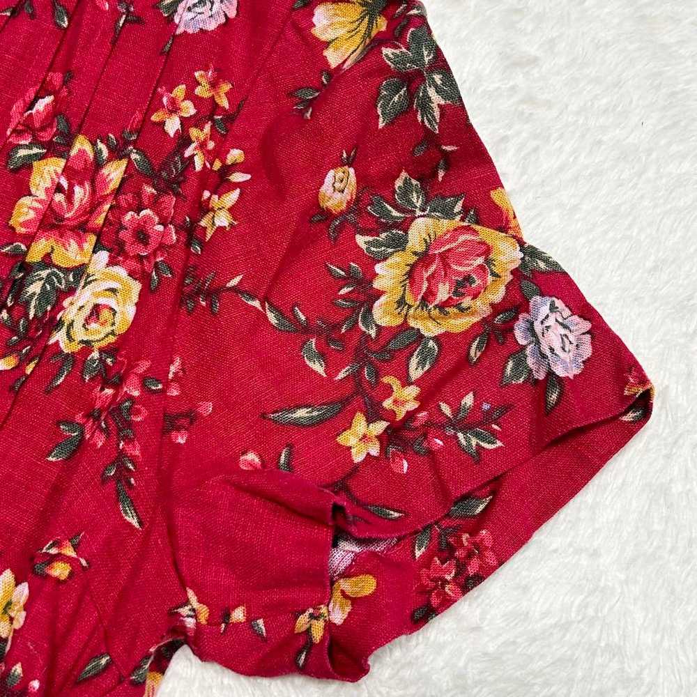 Coldwater Creek dress Vintage Red Floral Linen - image 4