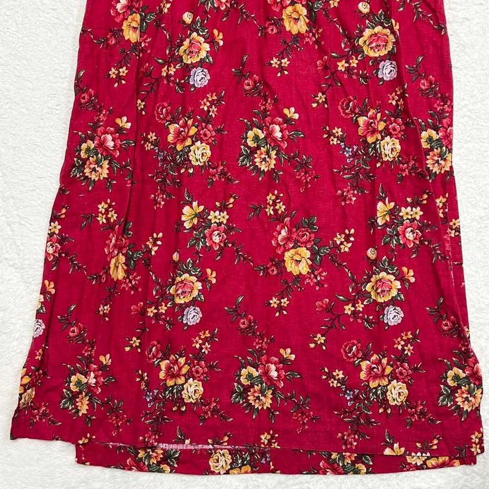 Coldwater Creek dress Vintage Red Floral Linen - image 6