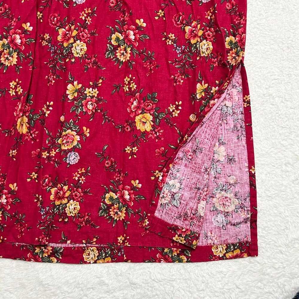 Coldwater Creek dress Vintage Red Floral Linen - image 7