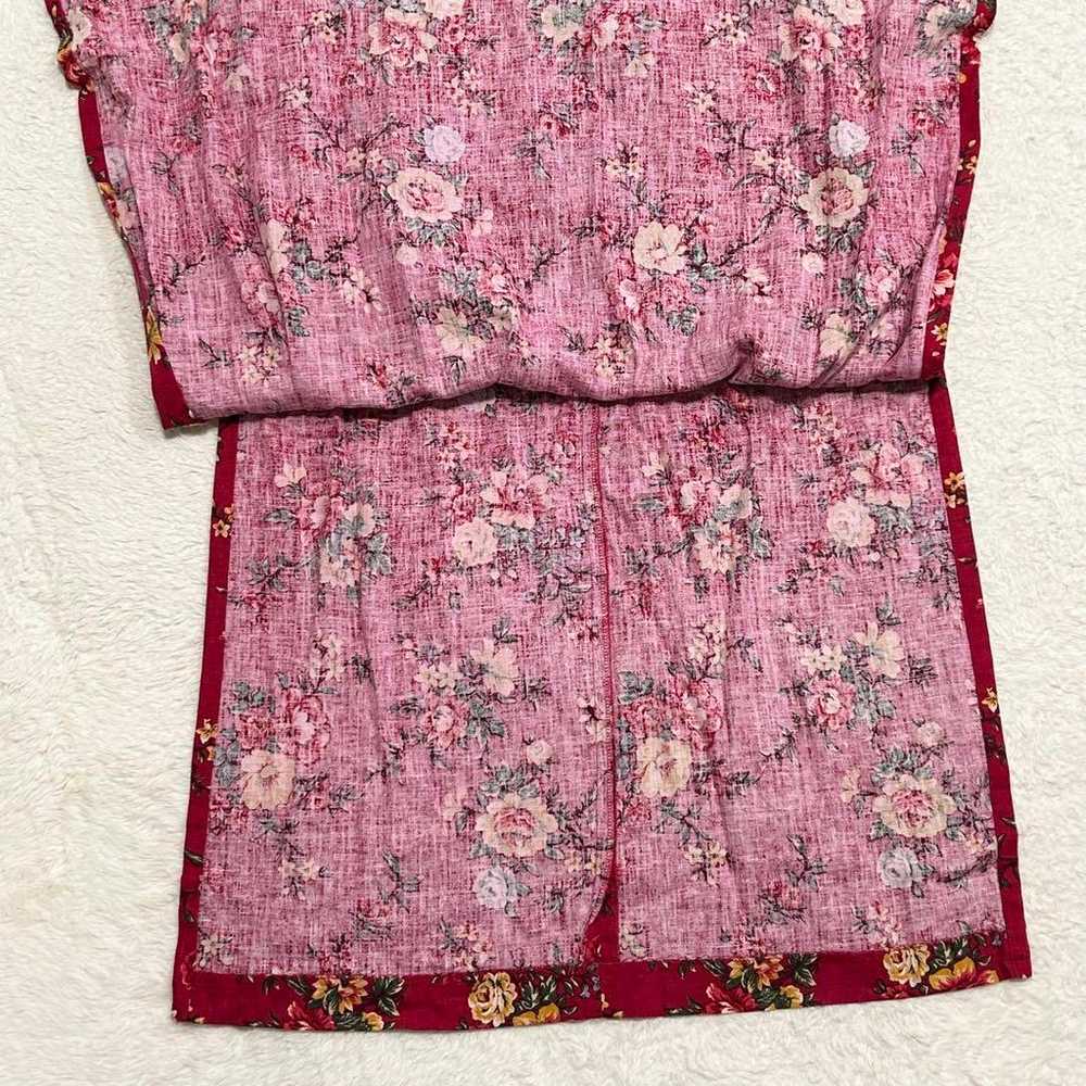 Coldwater Creek dress Vintage Red Floral Linen - image 8