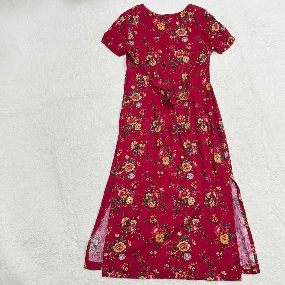 Coldwater Creek dress Vintage Red Floral Linen - image 9