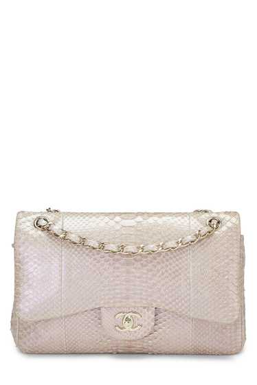 Iridescent Pink Python Classic Double Flap Jumbo