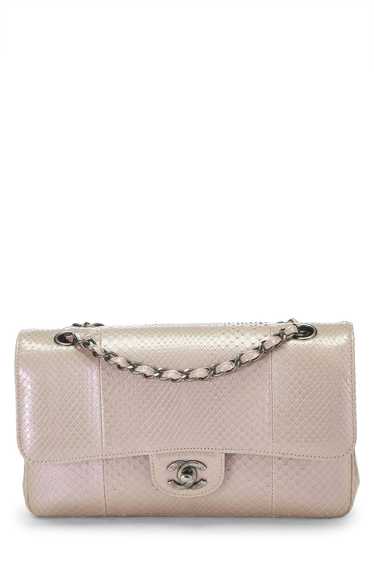 Iridescent Beige Python Classic Double Flap Medium