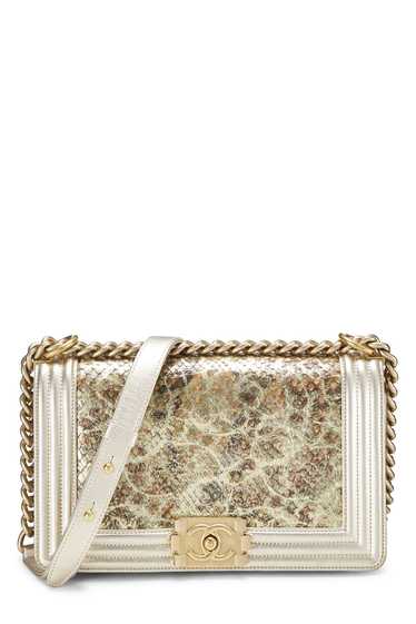 Metallic Gold Lambskin & Python Boy Bag Medium