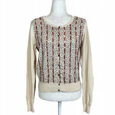 Sundance Cream Sequin Knit Silk Blend Cardigan Swe