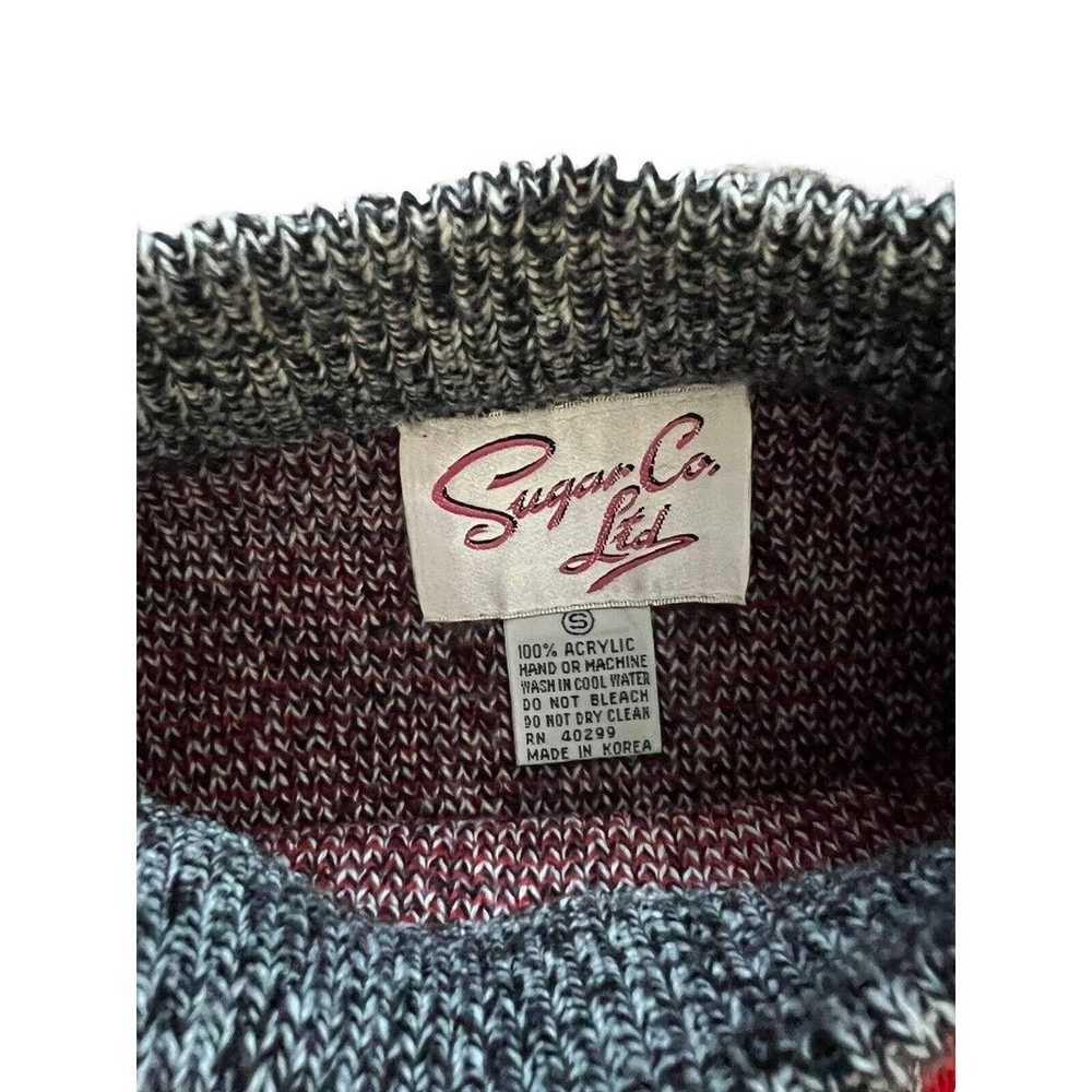 Vintage Sugar Co Ltd Mock Neck Sweater Gray Red T… - image 5