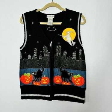 Vintage white stag Halloween sweater cardigan siz… - image 1