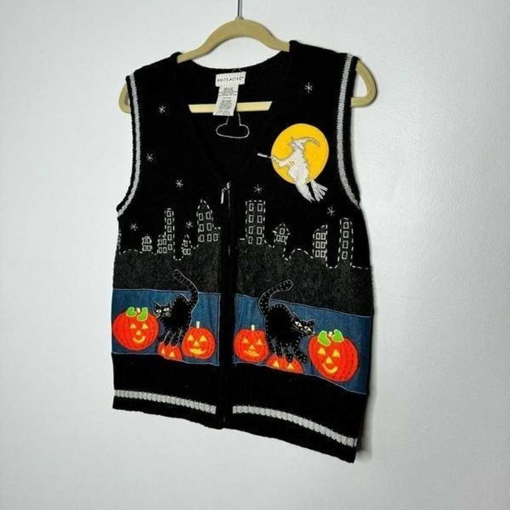 Vintage white stag Halloween sweater cardigan siz… - image 2