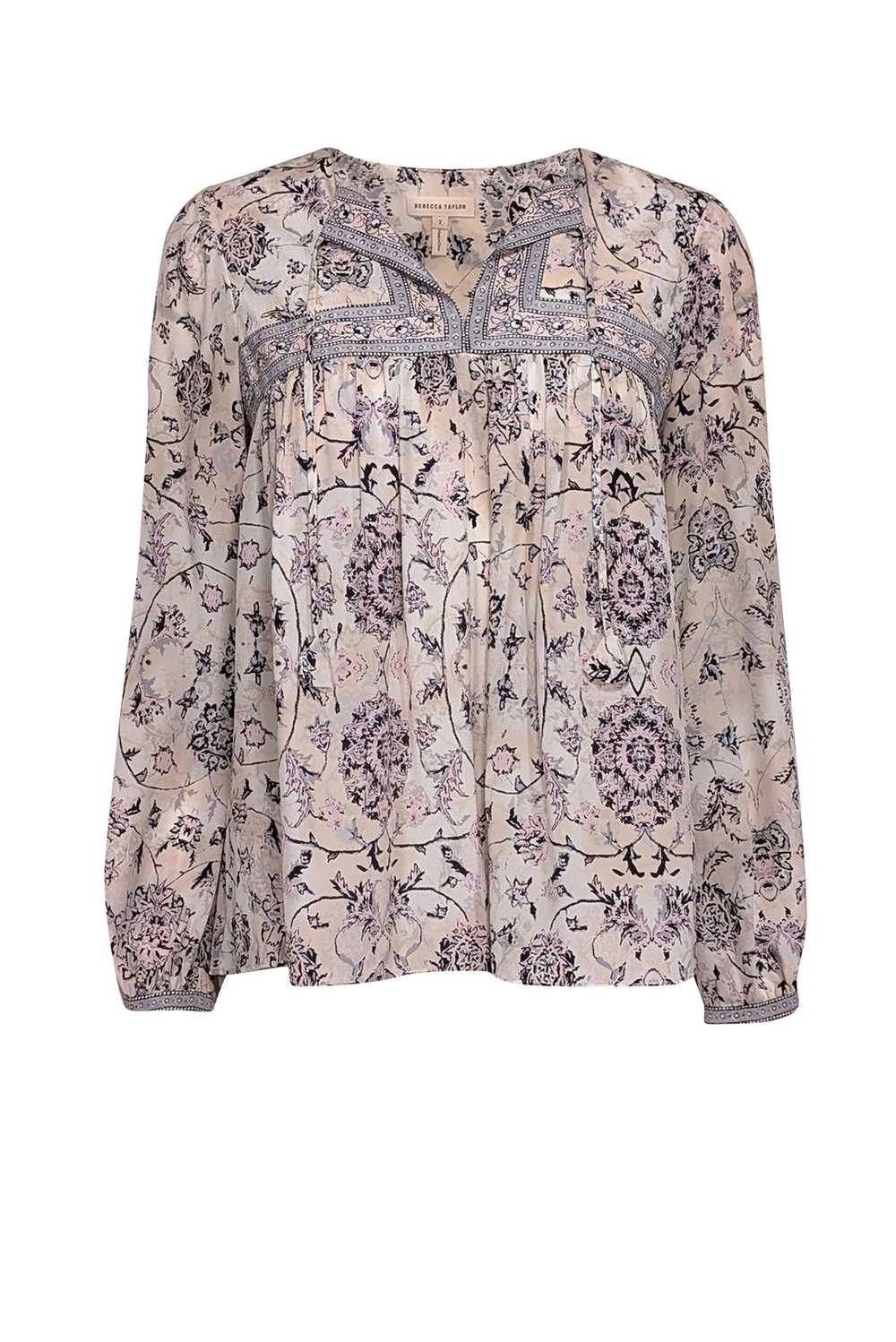 Rebecca Taylor - Cream w/ Pink & Grey Paisley Pri… - image 1