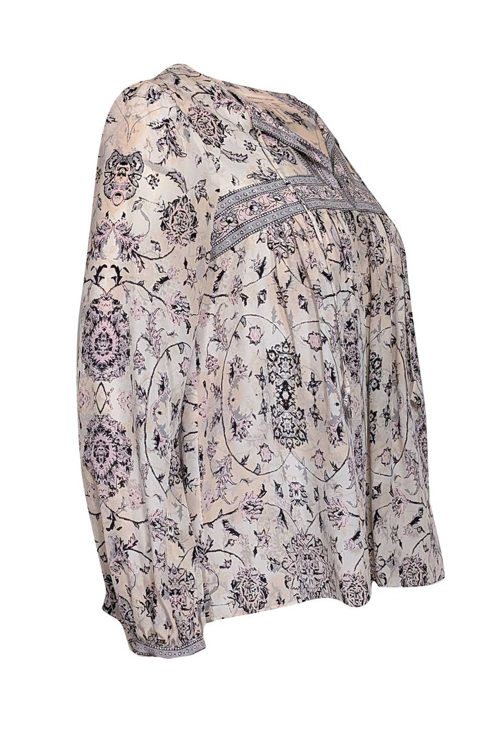 Rebecca Taylor - Cream w/ Pink & Grey Paisley Pri… - image 2