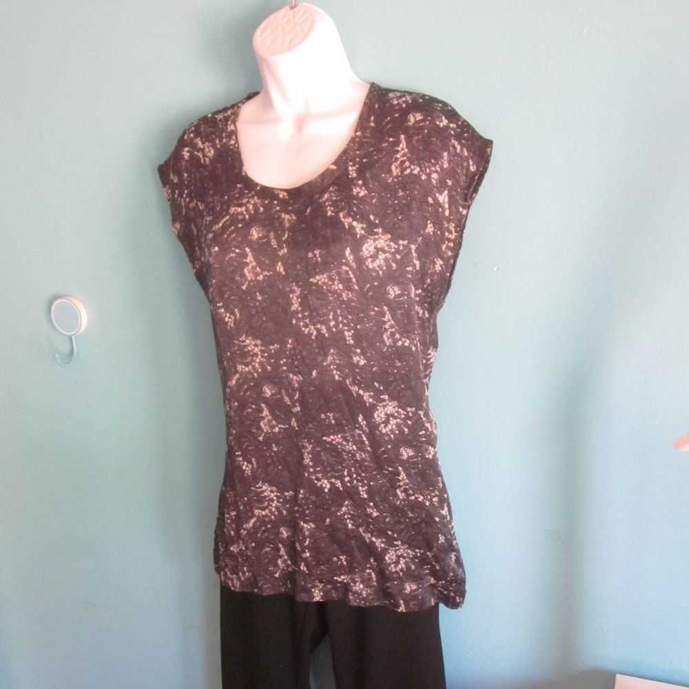 Theory Theory Silk Top Gray Lace Print Size S Ove… - image 11