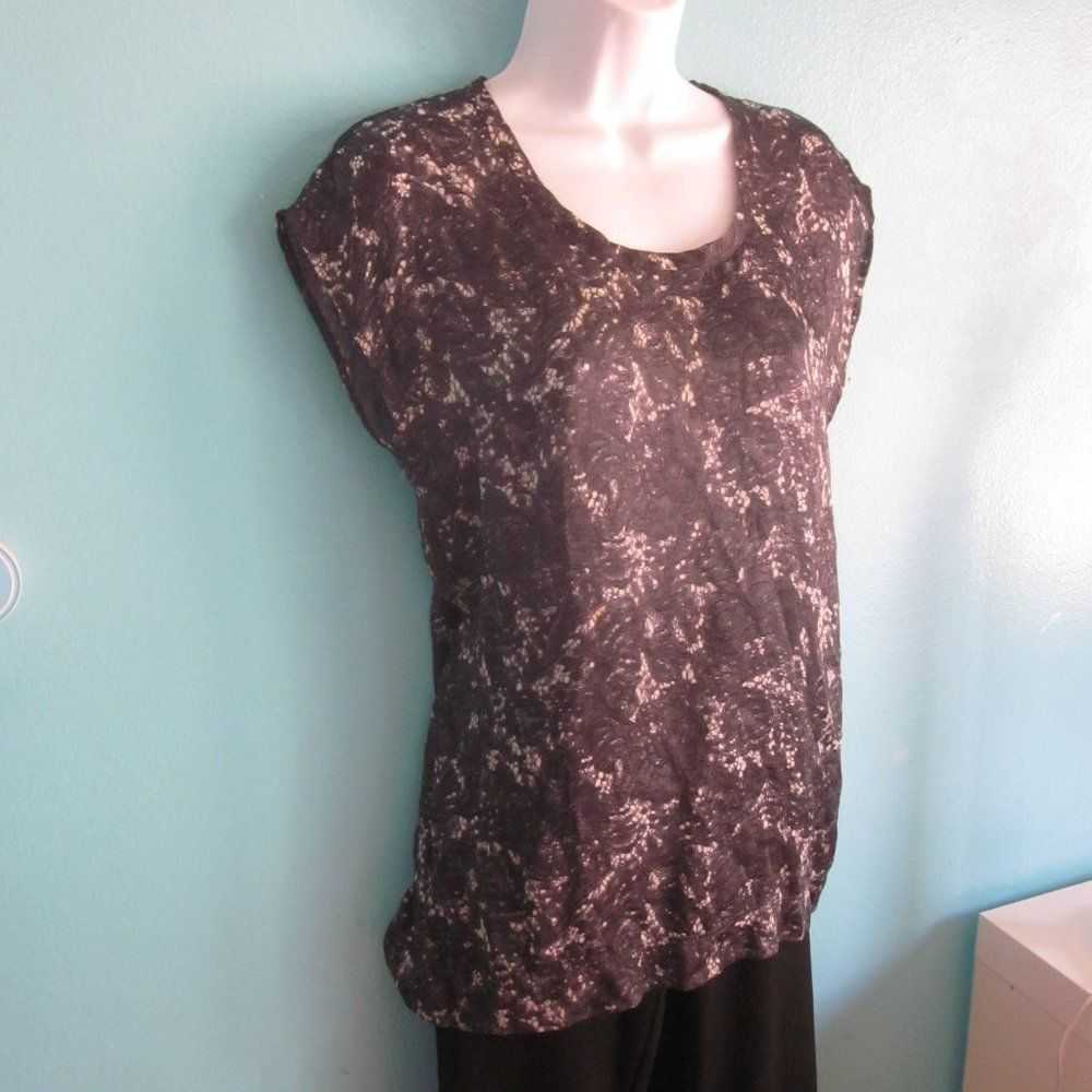 Theory Theory Silk Top Gray Lace Print Size S Ove… - image 8