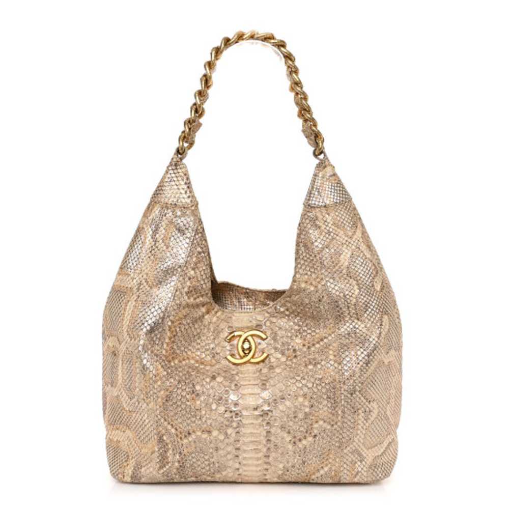 CHANEL Snakeskin CC Hobo Beige - image 1