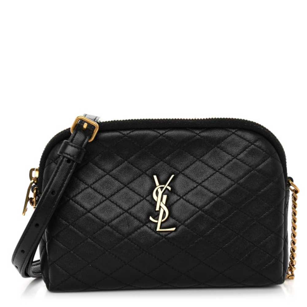 SAINT LAURENT Lambskin Quilted Gaby Zipped Pouch … - image 1