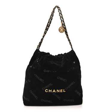 CHANEL Velvet Sequin Quilted Chanel 22 Black - image 1