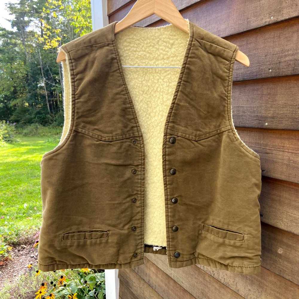 Brand Unknown Vintage Faux Suede and Fleece Vest … - image 1