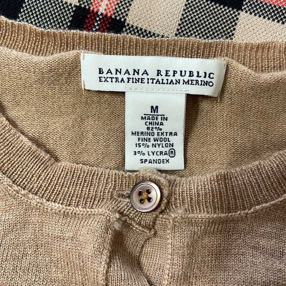 Banana Republic Camel Crewneck Merino Wool Cardig… - image 4