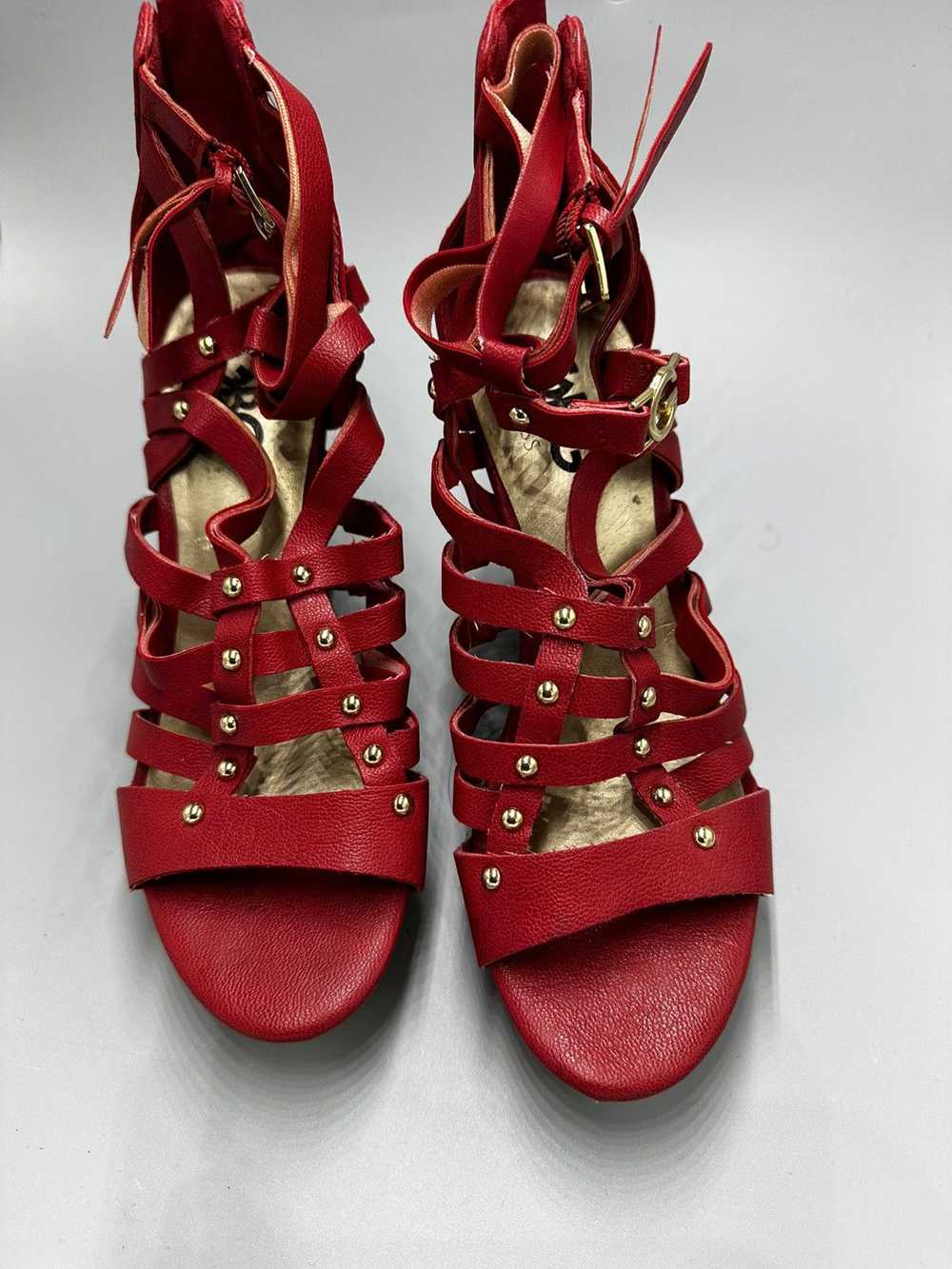 Guess Gorgeous GUESS Red Strappy Wedges Stacked H… - image 1