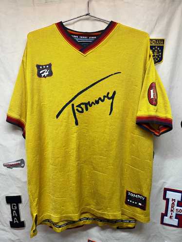 Vintage Tommy Hilfiger Jeans Yellow Script Soccer… - image 1