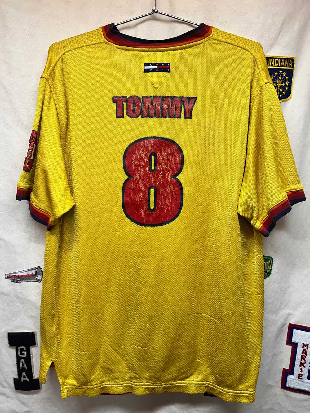 Vintage Tommy Hilfiger Jeans Yellow Script Soccer… - image 2