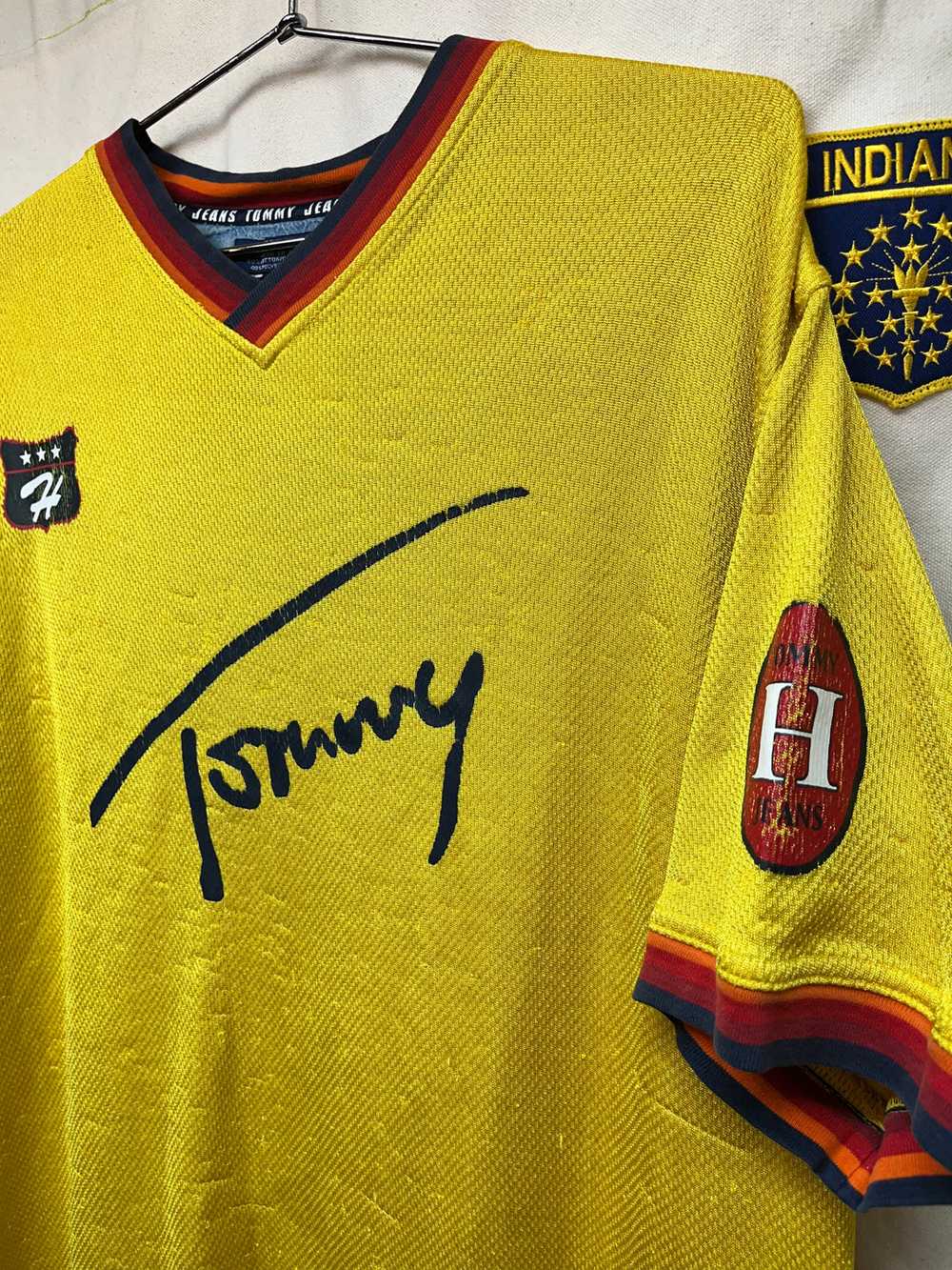 Vintage Tommy Hilfiger Jeans Yellow Script Soccer… - image 3