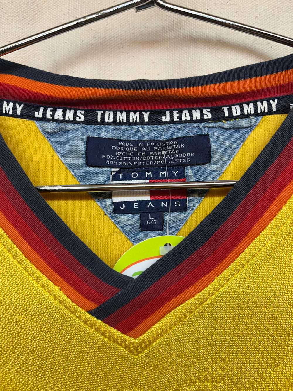 Vintage Tommy Hilfiger Jeans Yellow Script Soccer… - image 4