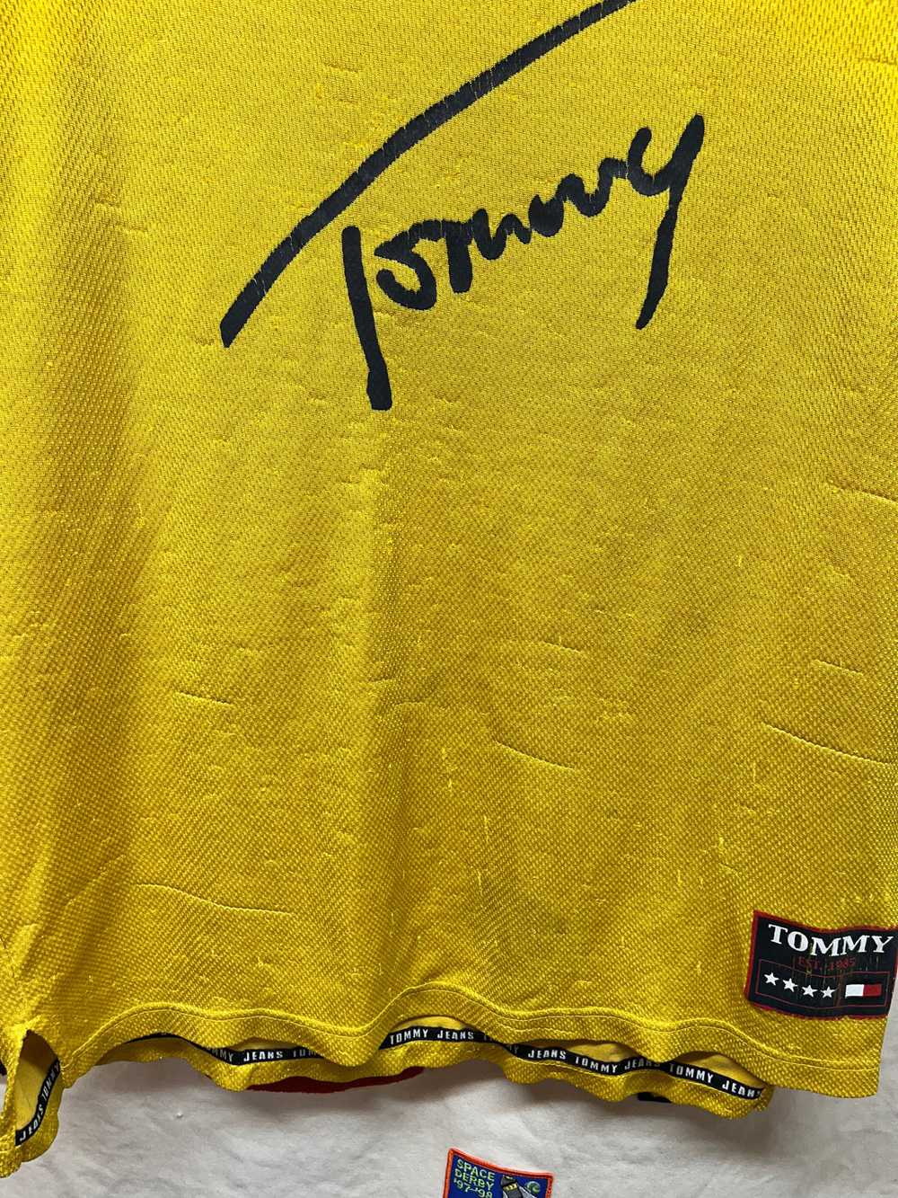 Vintage Tommy Hilfiger Jeans Yellow Script Soccer… - image 5