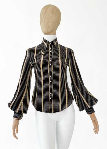 Vintage 1970s Jeff Banks Striped Blouse