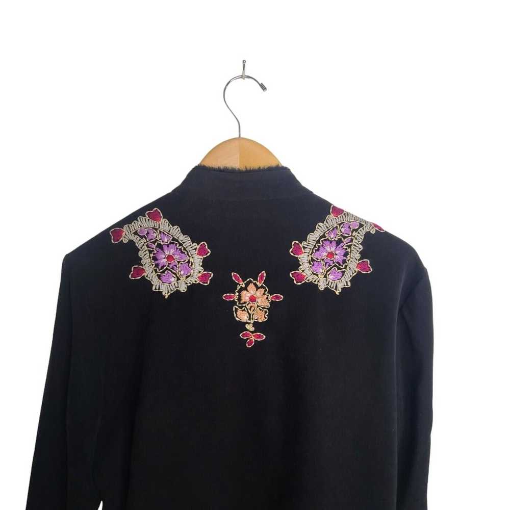 Coldwater Creek Womens SZ S Black Embroidered Flo… - image 5