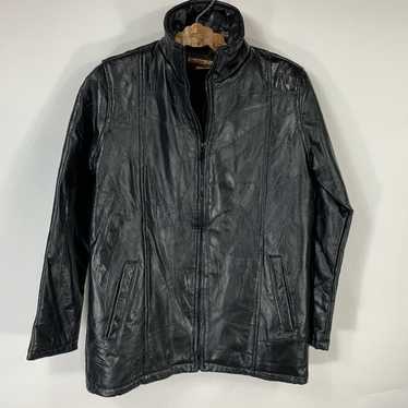 Vintage Black Patchwork Leather Jacket Small 90s - image 1