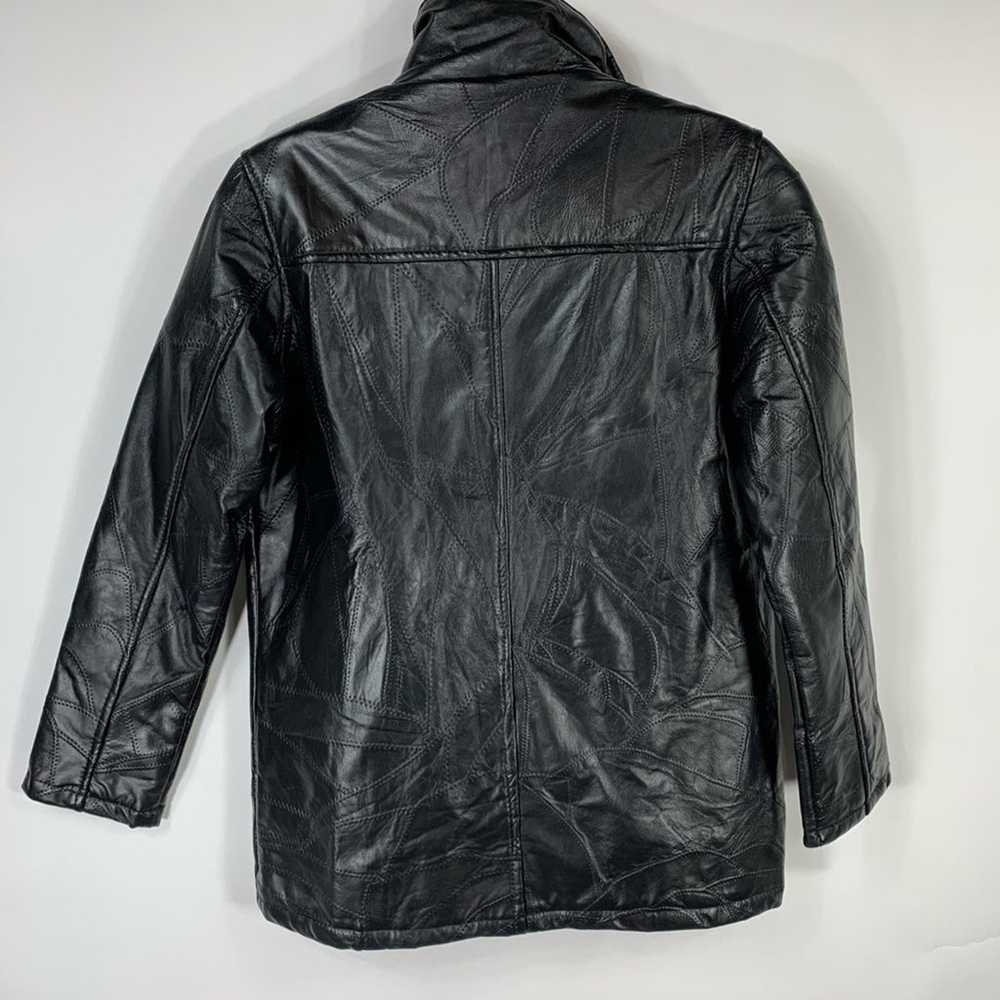 Vintage Black Patchwork Leather Jacket Small 90s - image 2