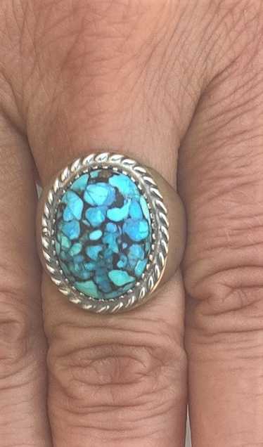 Navajo V. Blackgoat Sterling & Turquoise ring size