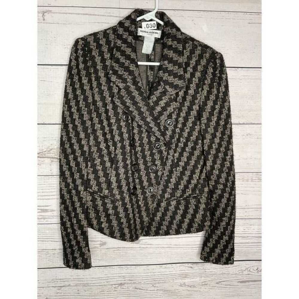 Vintage Sonia Rykiel Black Beige Wool Tweed Jacke… - image 4