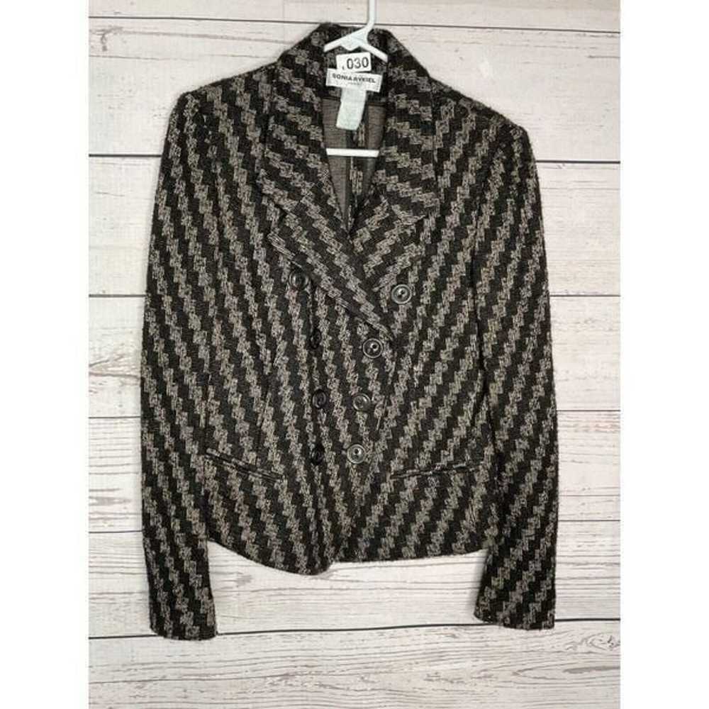 Vintage Sonia Rykiel Black Beige Wool Tweed Jacke… - image 5