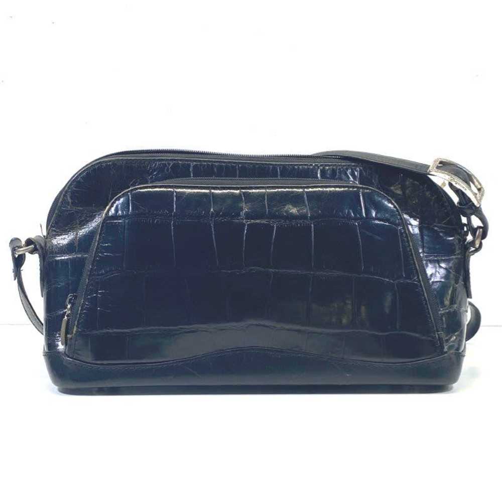 Brighton Black Leather Croc Embossed Shoulder Bag - image 1