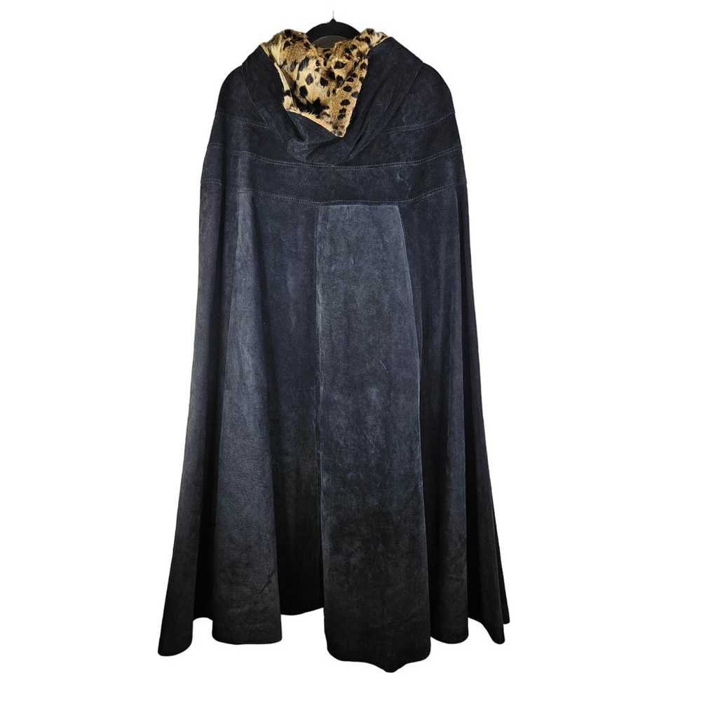 Vintage La Douce Black Leather Full Length Cape L… - image 2