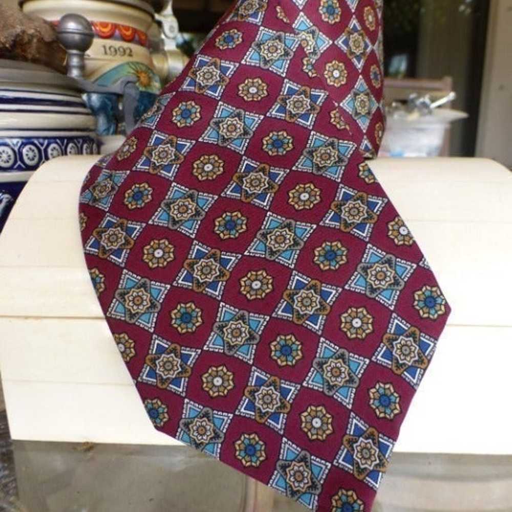 Enrico Uomo Silk Vtg Silk Tie Burgundy - image 1