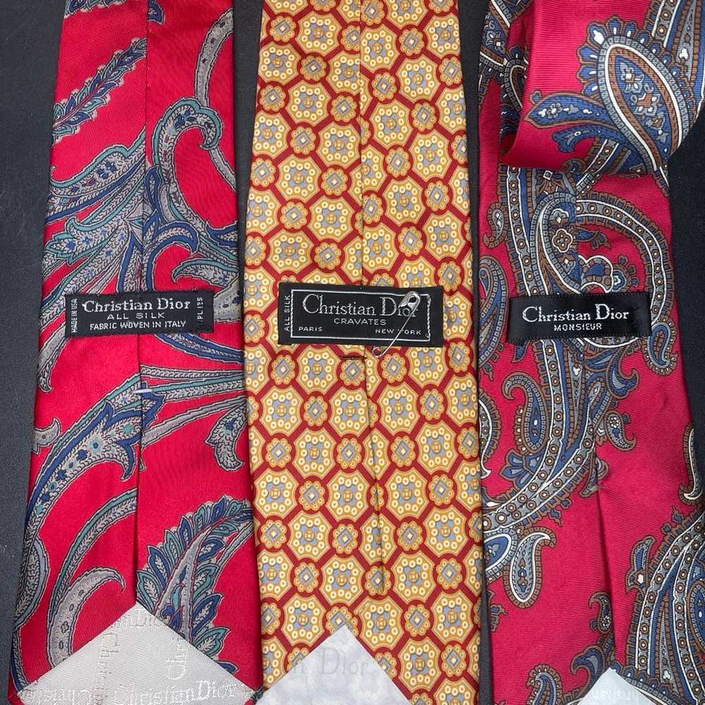 3 Christian Dior Neck Tie Lot  Vintage All Silk - image 5