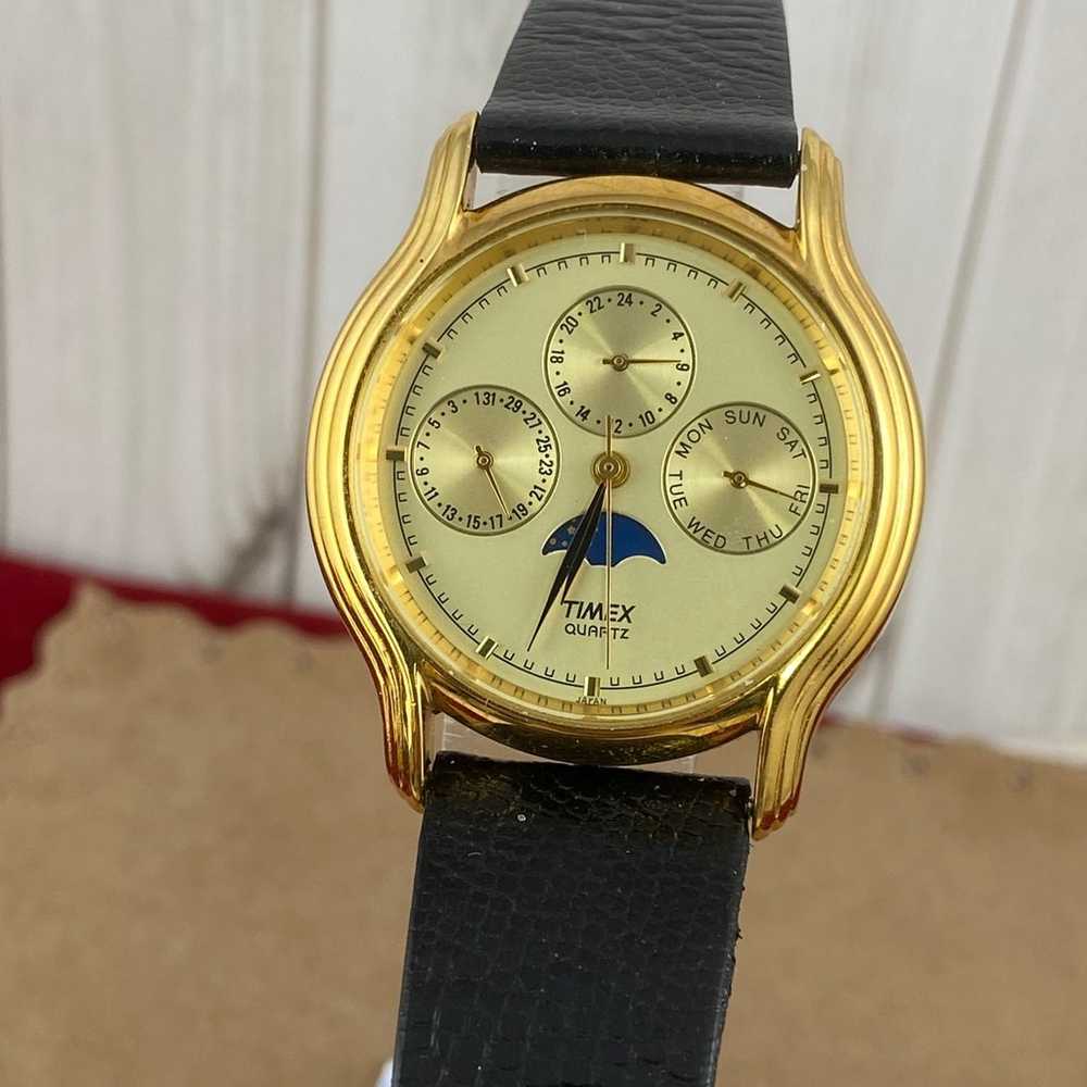 Vintage Watch Timex Triple Date Moon Phase - image 1