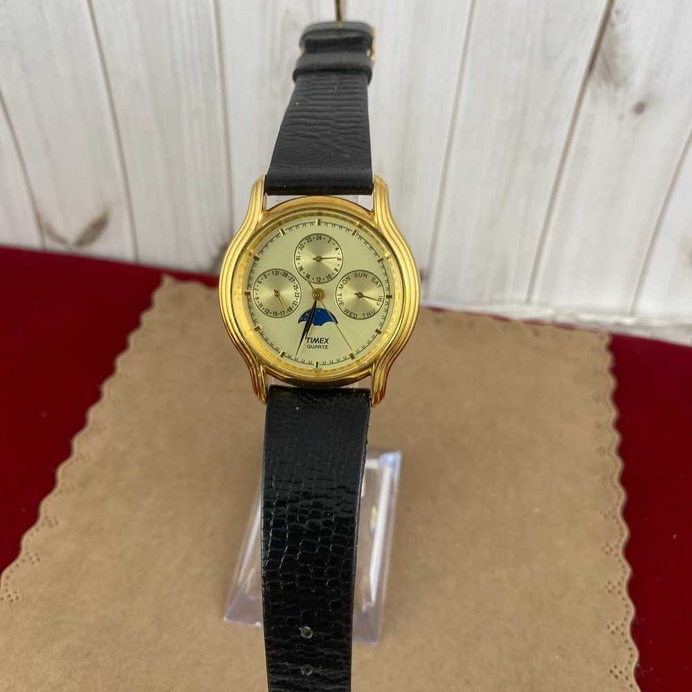 Vintage Watch Timex Triple Date Moon Phase - image 3