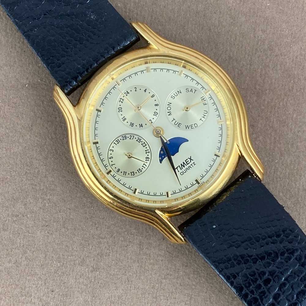 Vintage Watch Timex Triple Date Moon Phase - image 6