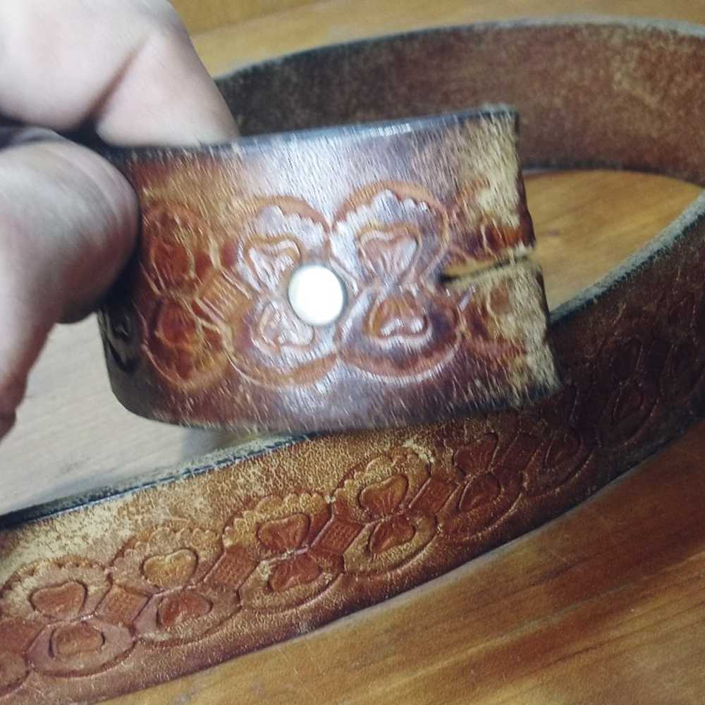 Vintage Cowboy Real Leather Belt - image 3