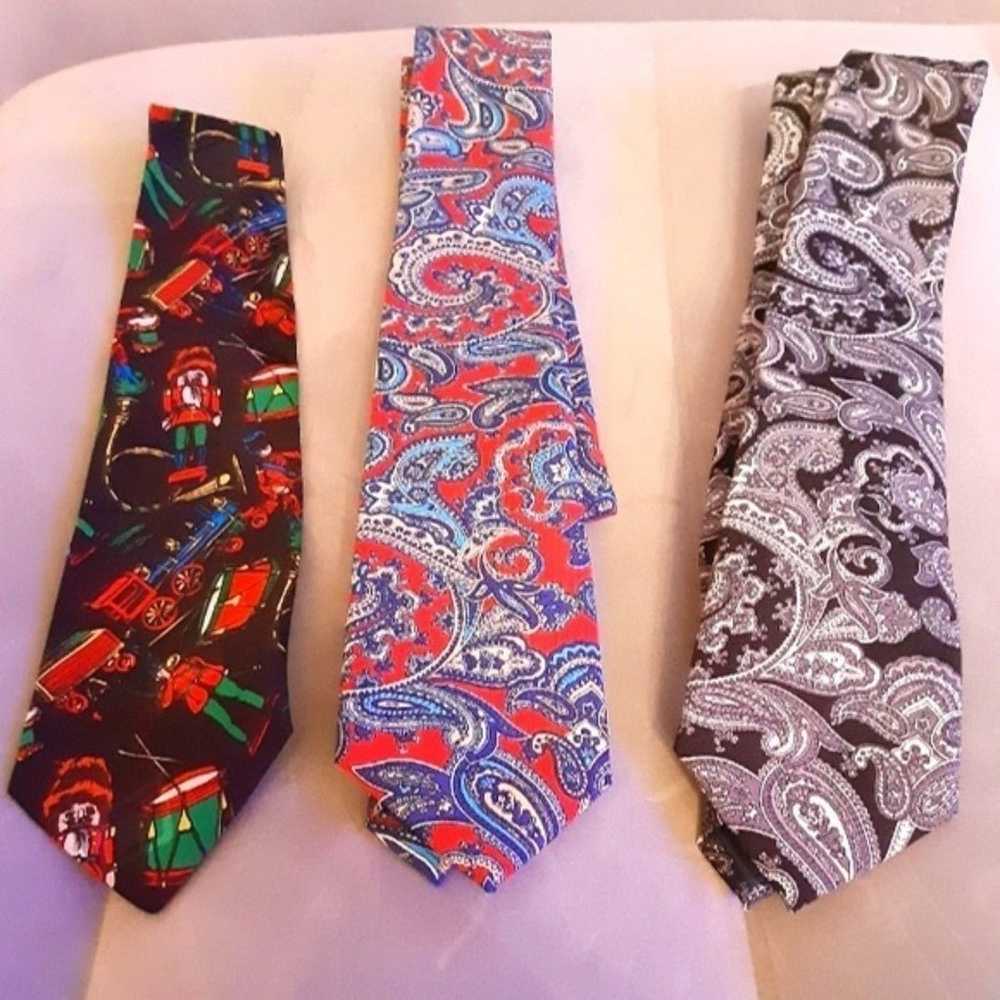 Men Vintage Neckties Lot of 3 - image 1