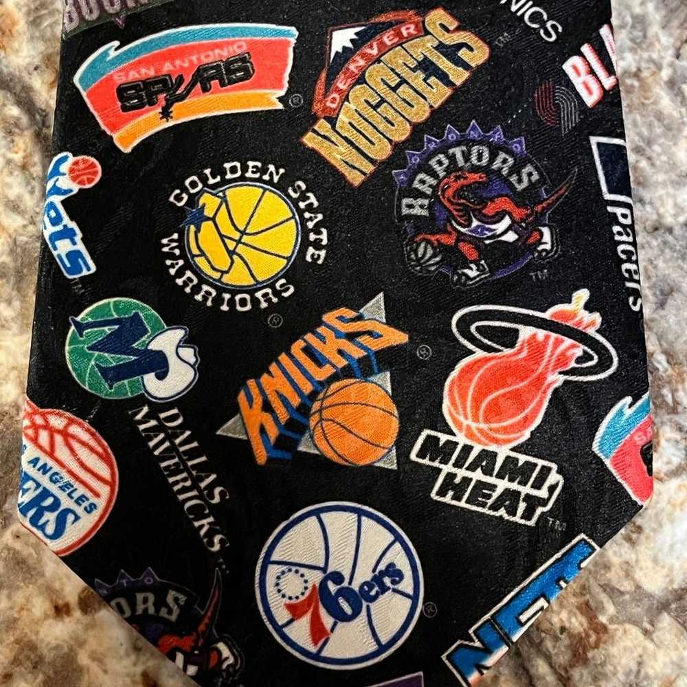 Vintage 1994 Men's Necktie Polyester Tie NBA LOGO… - image 2