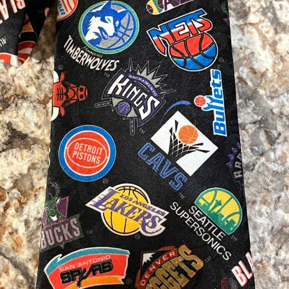 Vintage 1994 Men's Necktie Polyester Tie NBA LOGO… - image 3