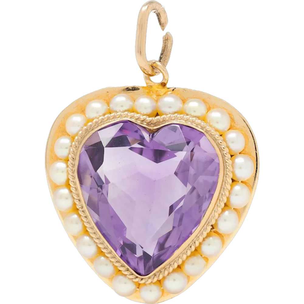 Retro Amethyst Pearl 14 Karat Yellow Gold Vintage… - image 1